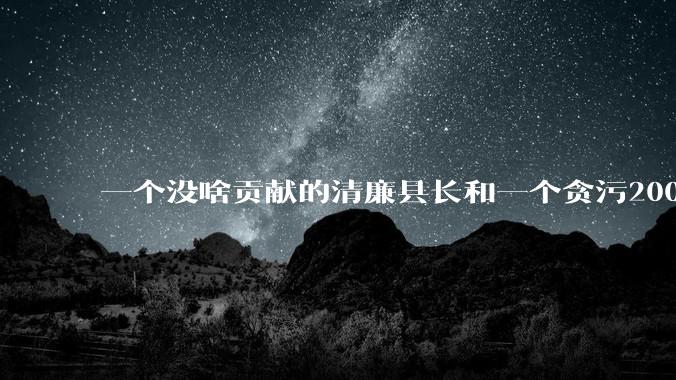 一个没啥贡献的清廉县长和一个贪污2000万但是贡献很大的赛博县长,你更支持哪个?